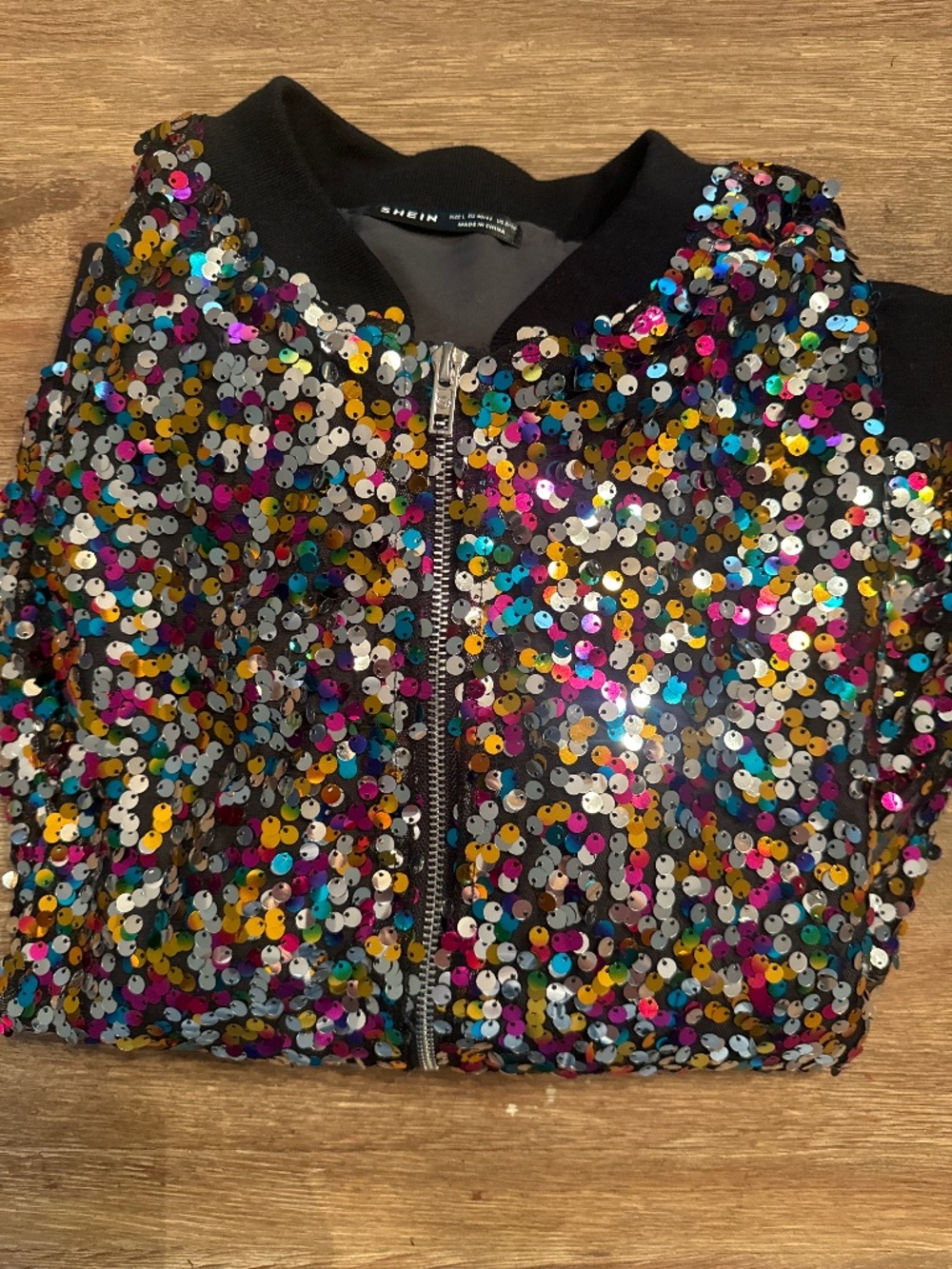 SHEIN Sequin Zip up Jacket